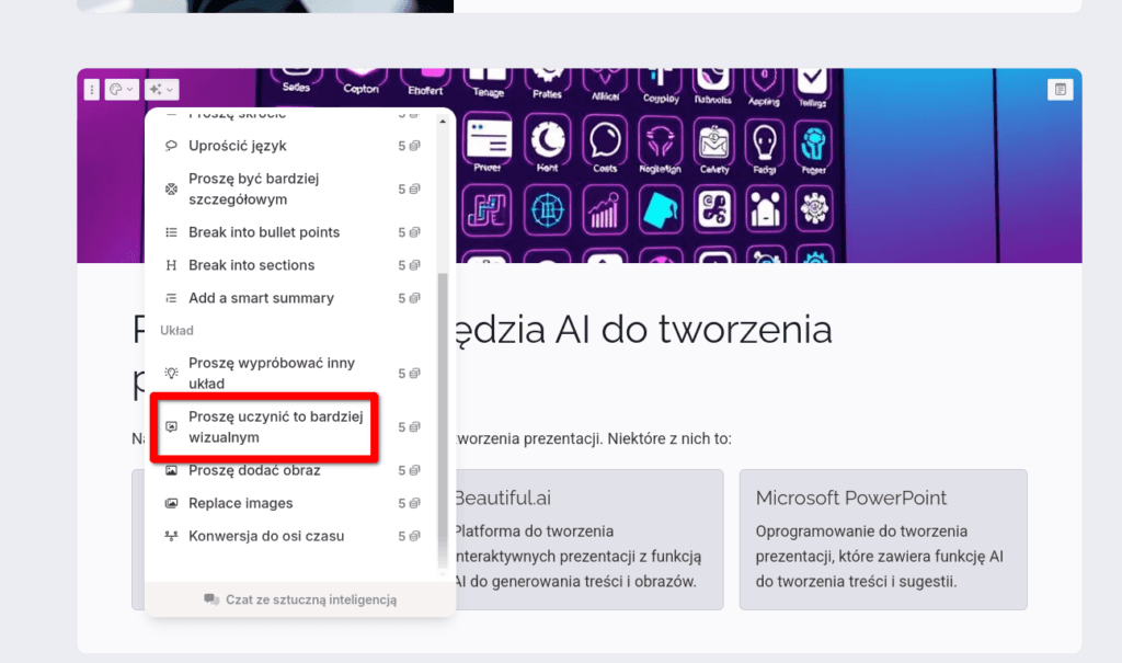 Uatrakcyjnij wizualnie układ prezentacji w Gammie